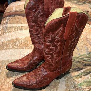 Red leather Cowboy boots by Corral.  Gently worn.